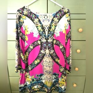 Style & Co. Vibrant Pink Patterned Mini Dress/tunic